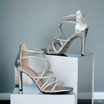 Womens Una Healy Shes Beautiful Diamante Knot High Heel Sandal - Chrome