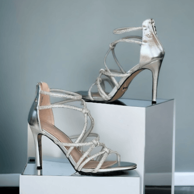 Womens Una Healy Shes Beautiful Diamante Knot High Heel Sandal - Chrome
