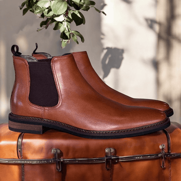 Escape Mens Billy Rocks Tan Leather Chelsea Boots - Brandy