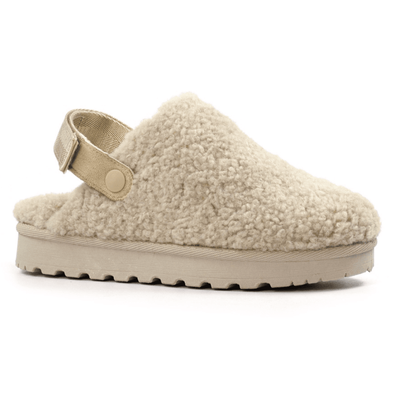 Womens Lunar Naples Beige Wool Adjustable Strap Slippers - Beige Gold