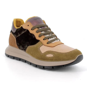 Womens Igi & Co 8674522 Green Leather and velvet mix Trainers - Green Tan