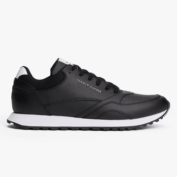 Mens Tommy Hilfiger Contrast Heel Court Trainers - Black