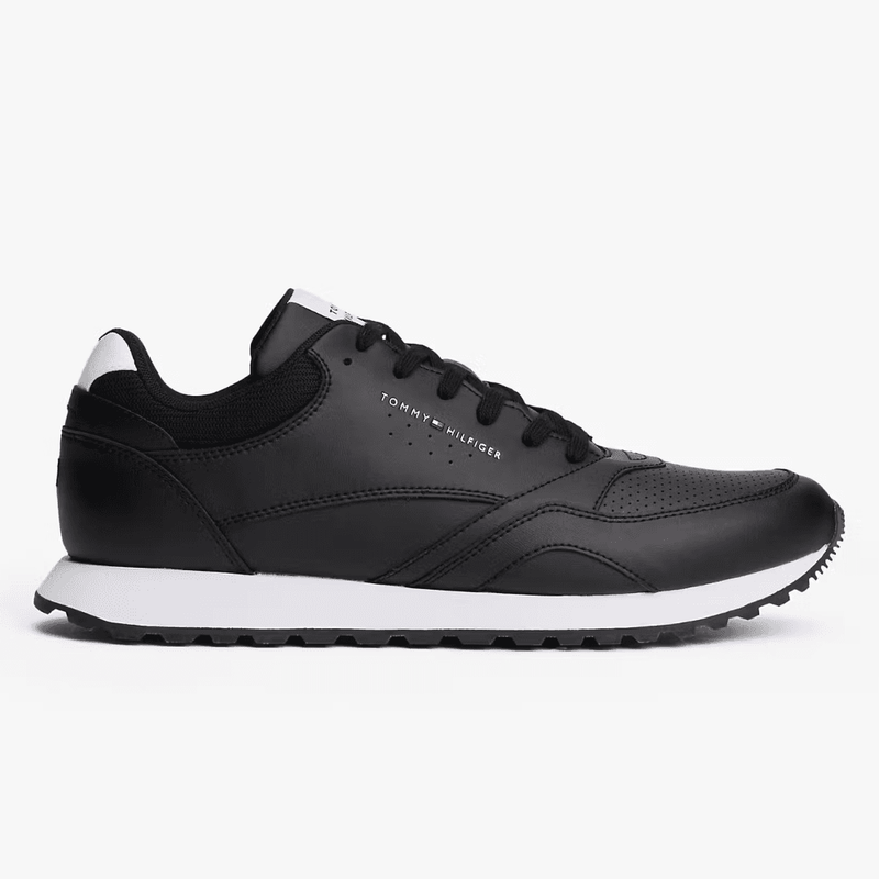 Mens Tommy Hilfiger Contrast Heel Court Trainers - Black