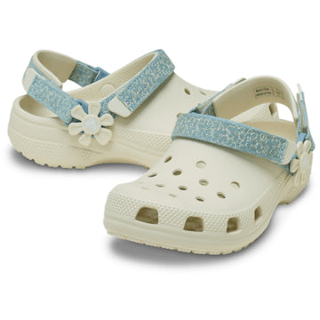 Junior Crocs Denim Flower Classic Clogs - Denim Flower