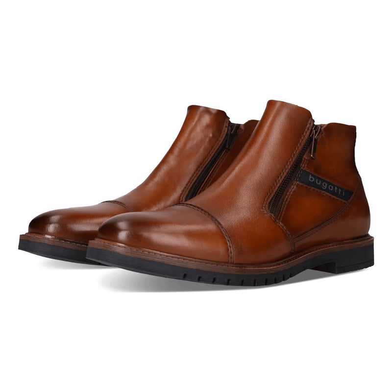 Mens Bugatti 8373Q Cognac Ankle Boots - Cognac
