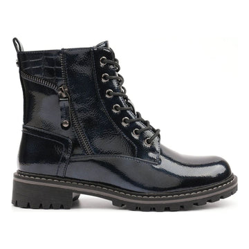 Womens Lunar Allison Patent Ankle Boots - Navy