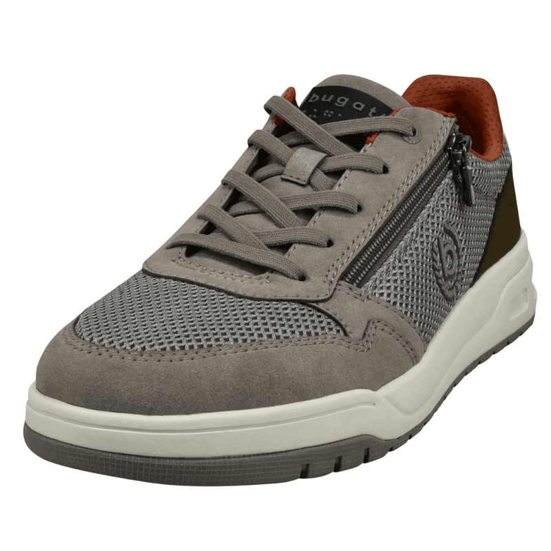 Bugatti Mens ASF01 Taupe Mesh Side Zip Trainers - Taupe