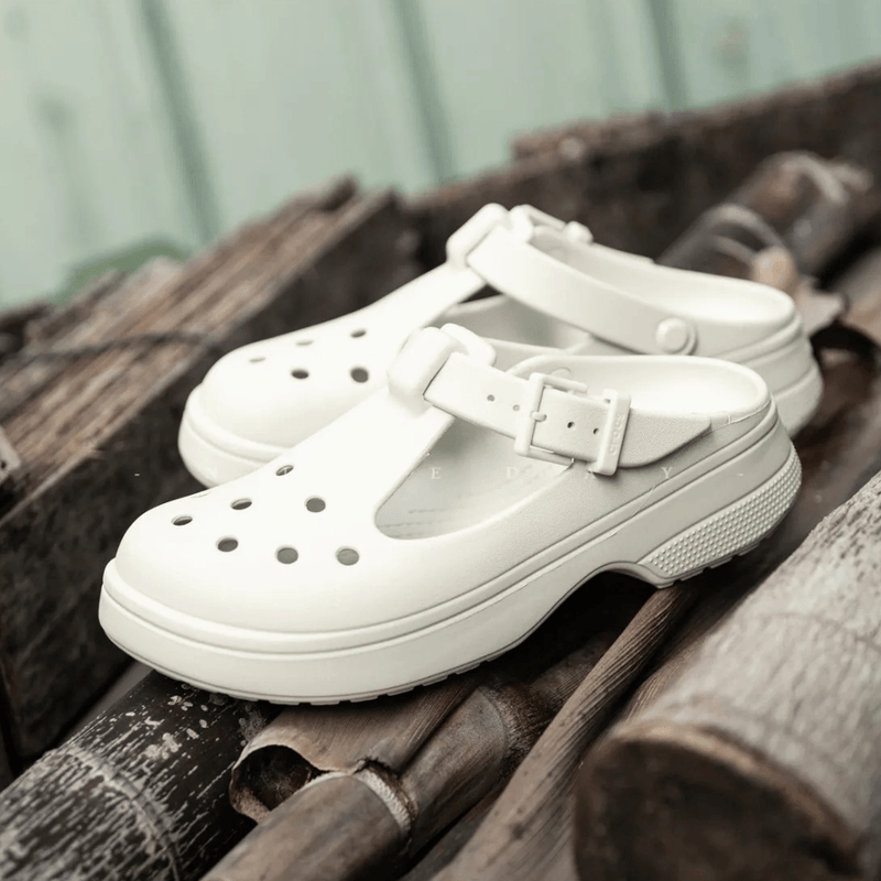 Womens Crocs Classic Mary-Jane Clogs - Linen