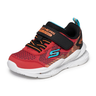 Boys Skechers 401490N Red & Black Trainer with White Meteor-Lights 2.0 Sole - Infant - Red