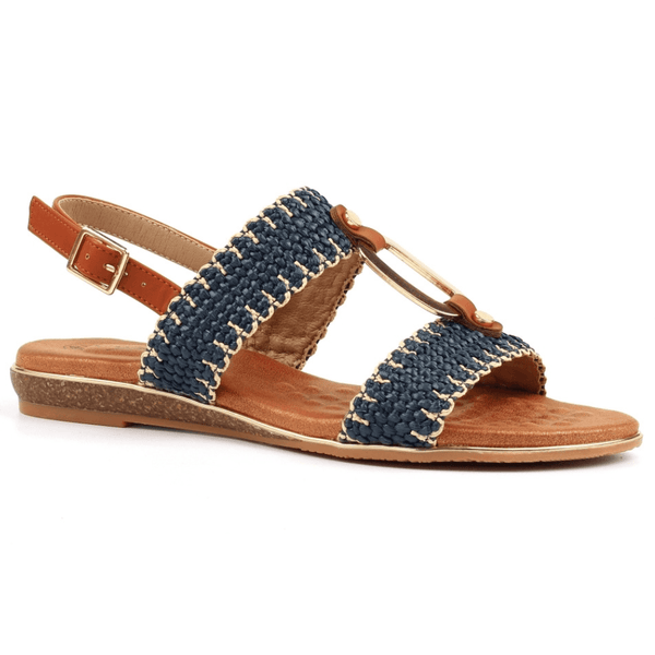 Womens Lunar Jules Woven with Gold Circle Sandals - Navy