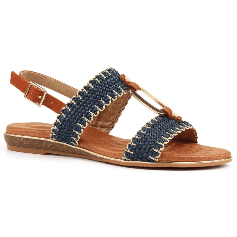 Womens Lunar Jules Woven with Gold Circle Sandals - Navy