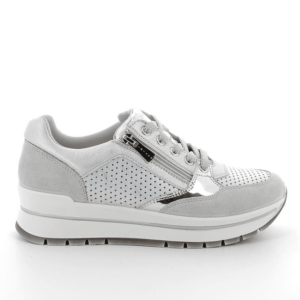 Womens Igi & Co 7660744 Silver Side Zip Wedge Trainers