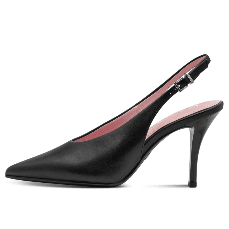 Womens Tamaris 29642 Leather Slingback Pointed Toe Heels - Black
