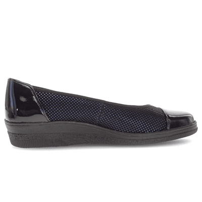 Womens Gabor 06.402 Navy Suede Sparkle Wedge Shoes - Navy