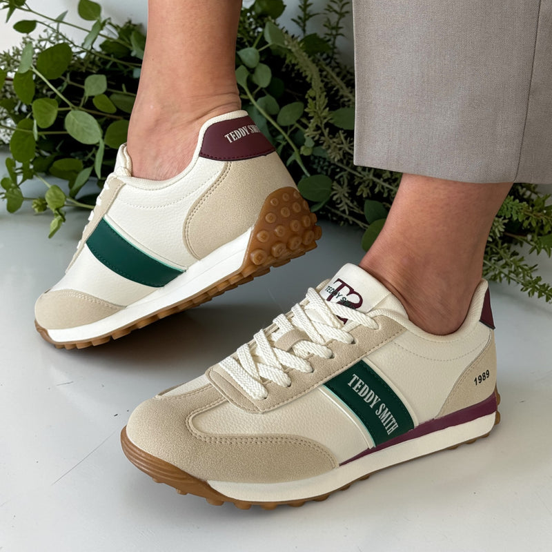 Womens Teddy Smith 120548 Cream"1989" Trainers - Beige Gold