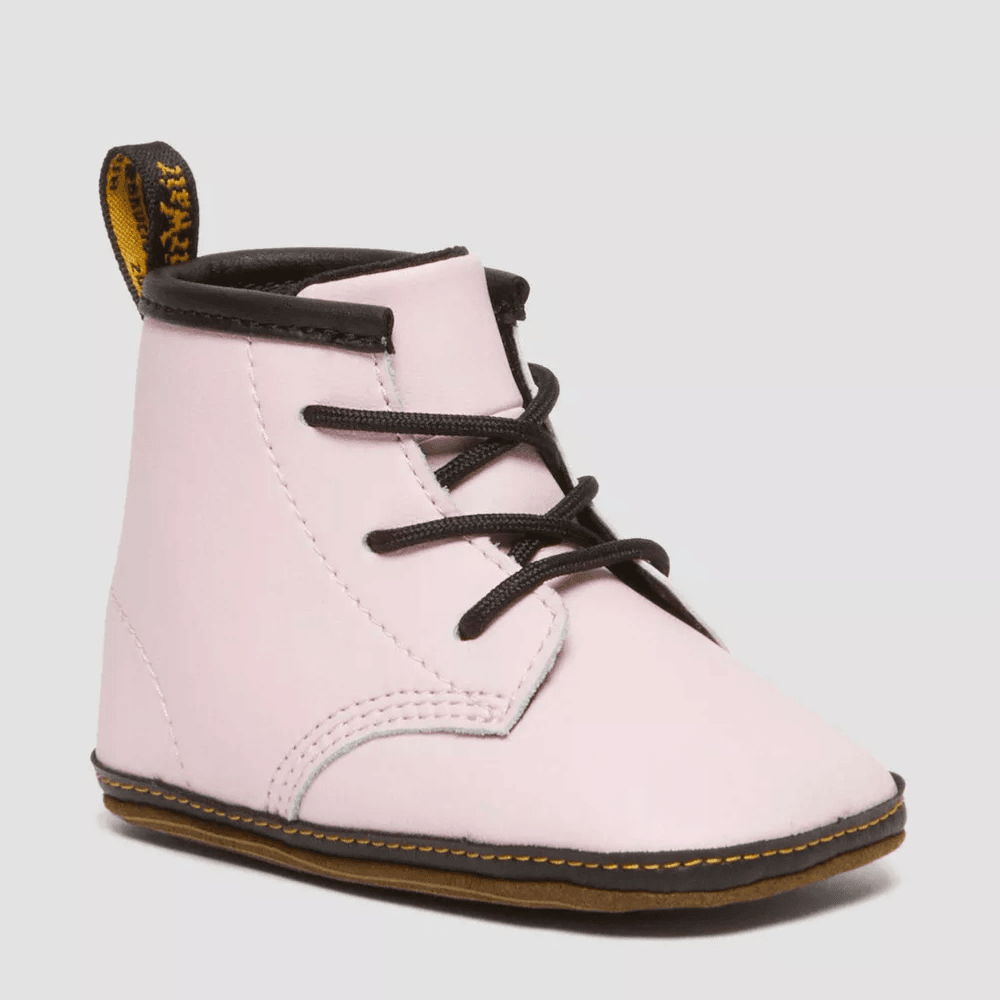 Infant Dr Martens Newborn 1460 Auburn Pale Pink Leather Booties