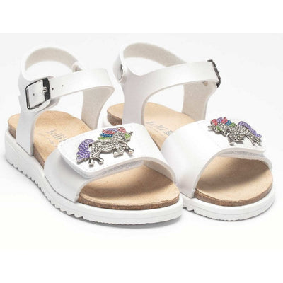 Lelli Kelly Girls Unicorn Metallic White Sandals - Silver