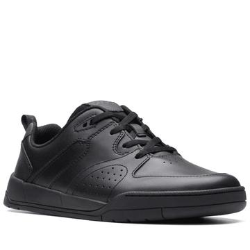 Clarks Boys Kick Step Black Leather School Shoes - Black Leather