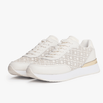 Womens Tommy Hilfiger Monogram Chunky Court Trainers - Ivory Silk