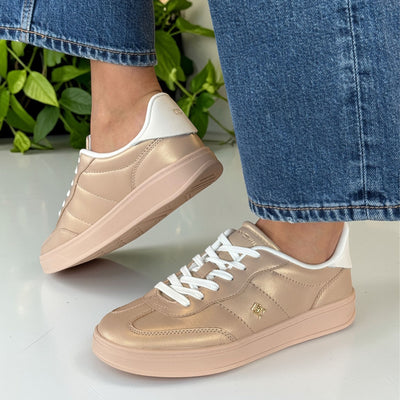 Womens Tommy Hilfiger Misty Blush Heritage Shiny Trainers  09179 - Misty Blush