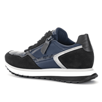 Womens Gabor 76.378 Hollywell Navy Black Mix Side Zip Wedge Trainers - Navy