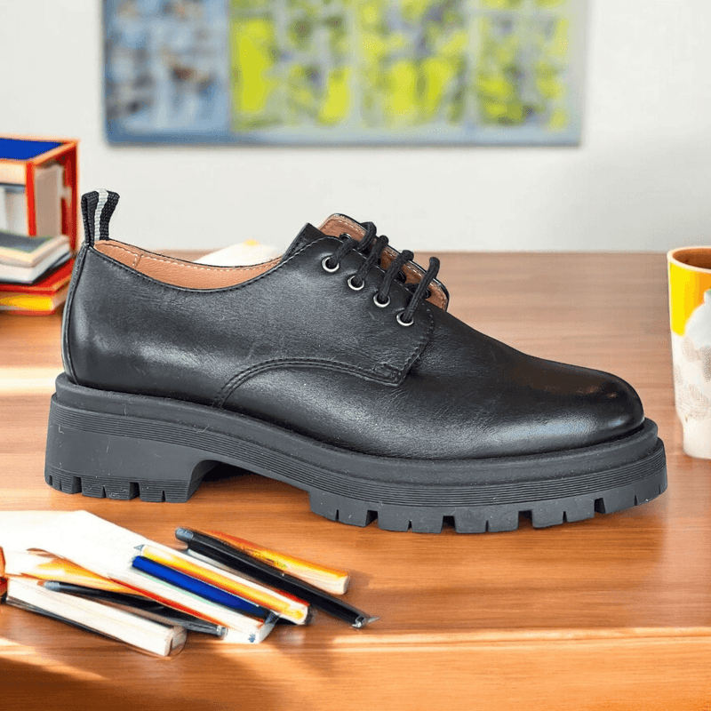 Girls Dubarry Kanna Lace Up School Shoes - Black Leather