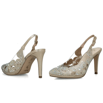 Womens Menbur 23640 Diamante Perspex Heels - Gold
