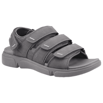 Mens Hush Puppies Raul Grey Velcro Strap Sandals - Grey