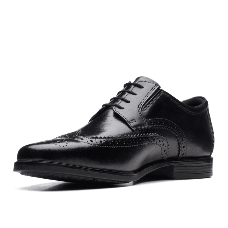Clarks Men's Howard Wing Black Leather Smart Shoe - Black