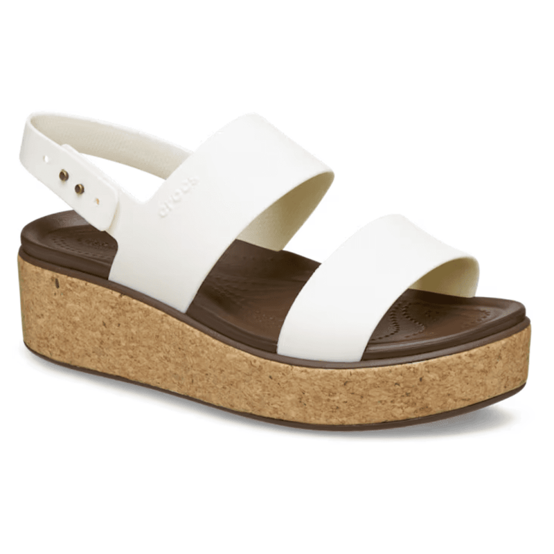 Womens Crocs Brooklyn Cork Low Wedge Sandals - White