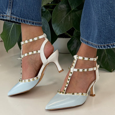 Womens Sorento Tinakilly Rockstud T-Bar Heels - Sky