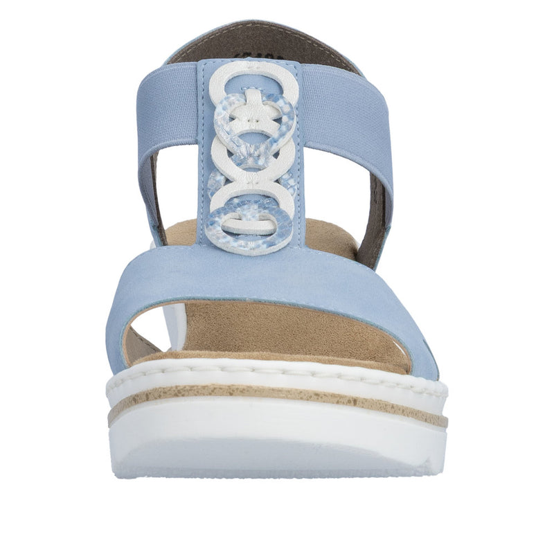 Womens Rieker 67498 Blue Wedge Sandal - Blue