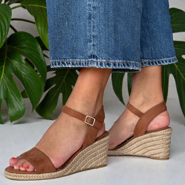 Womens Tamaris 28300 Cognac Wedge Sandals - Cognac
