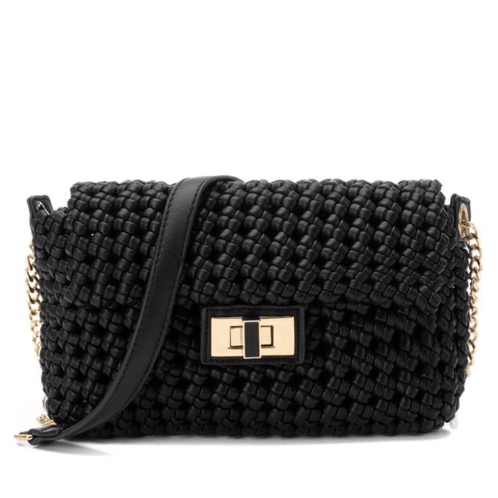Womens Xti 184305 Black Woven Crossbody Bag