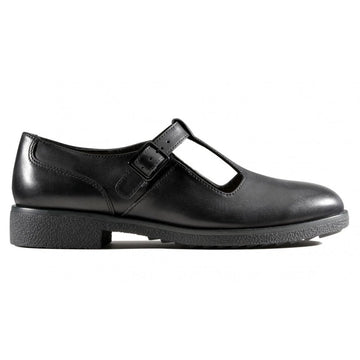 Girls Clarks Griffin Town Black Leather T-Bar Shoes - Black Leather