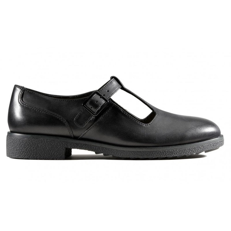 Girls Clarks Griffin Town Black Leather T-Bar Shoes - Black Leather