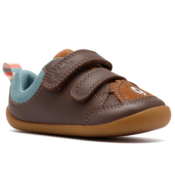 Infant Boys Clarks Roamer Eden Chestnut Brown Bear 2 Strap Pre Walker Shoes - Chestnut