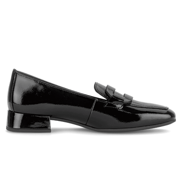 Womens Gabor 75.261 Low Heel Loafers - Black Patent