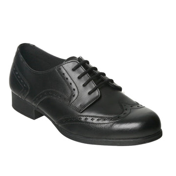 Term Meghan Brogue Girls School Shoes - Black Leather