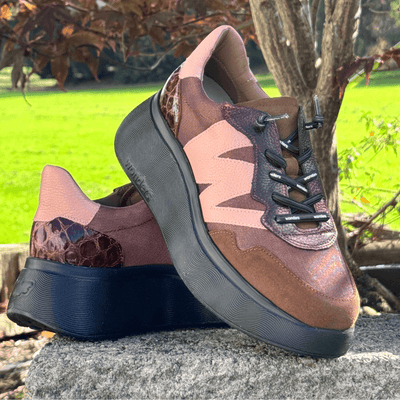Womens Wonders A-3631 Platform Elasticated Trainers - Bronze