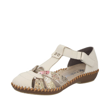 Womens Rieker M1655 Beige Heeled Sandal - Beige Gold