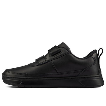 Junior Clarks Kids Vibrant Glow Black Velcro Strap Shoes - Black