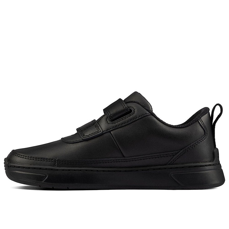 Junior Clarks Kids Vibrant Glow Black Velcro Strap Shoes - Black