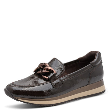 Womens Jana 24766 Mocca Patent Loafer - Mocca Patent