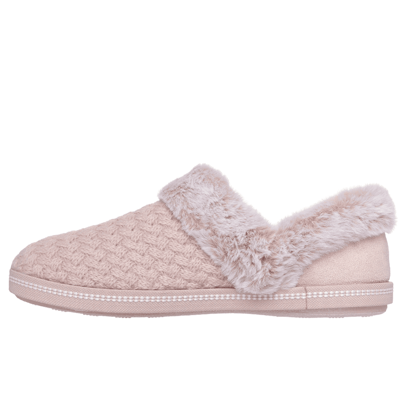 Womens Skechers Cozy Campfire Knit Faux Fur Trim Slippers - Blush