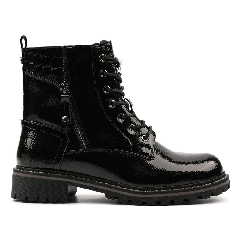 Womens Lunar Allison Patent Ankle Boots - Black