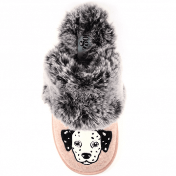 Womens Lazy Dogz Ladies Dalmation Pink Mule Slipper - Pink