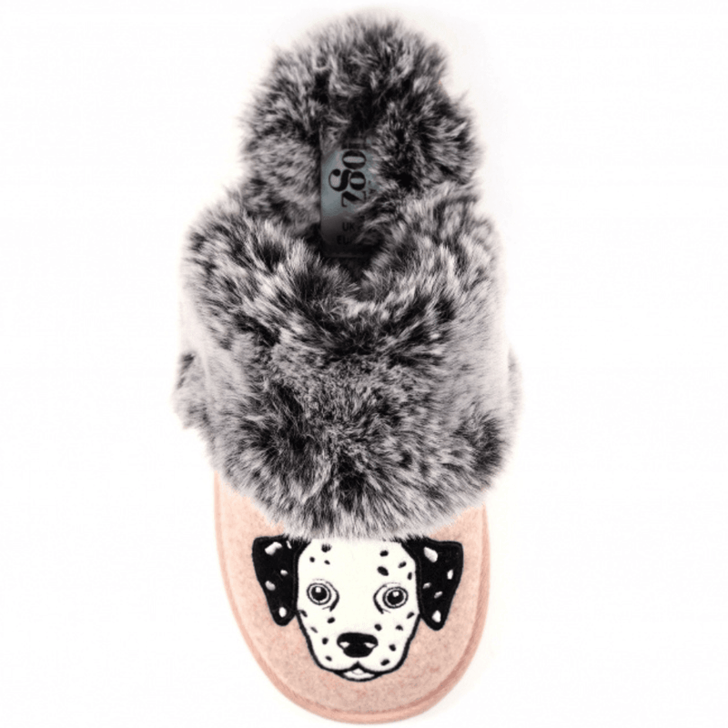 Womens Lazy Dogz Ladies Dalmation Pink Mule Slipper - Pink
