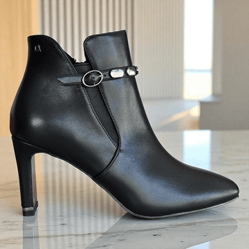 Womens Una Healy All These Years Black Heeled Boots - Vinyl