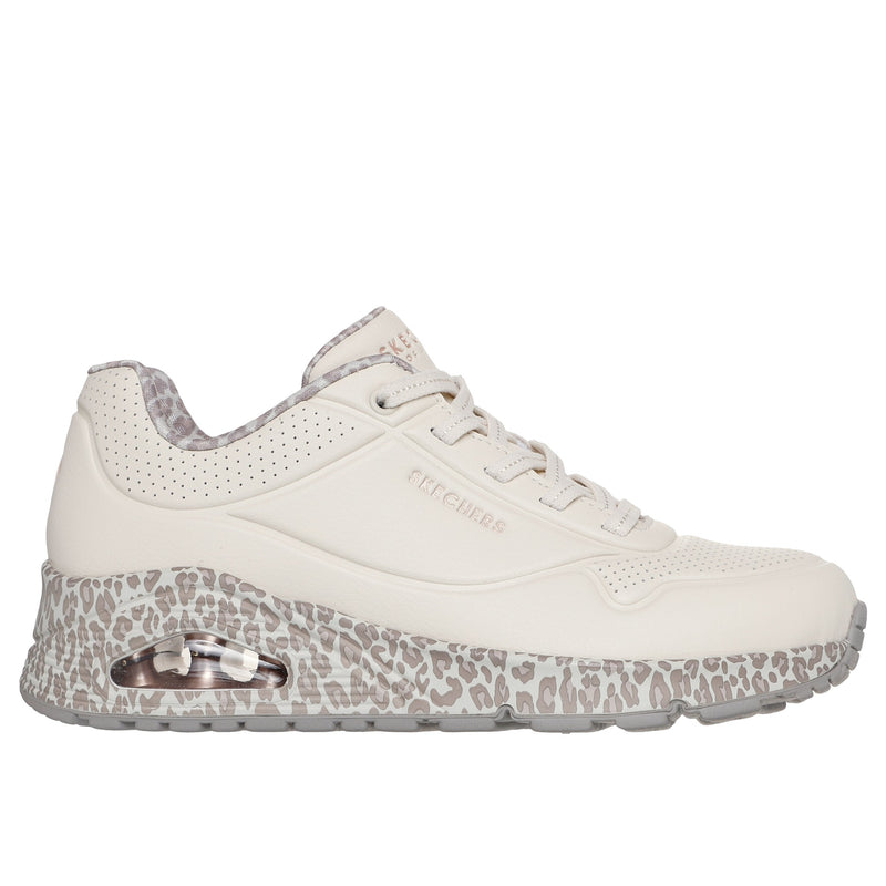 Womens Skechers 155412 Natural Leopard Uno Trainer - Natural